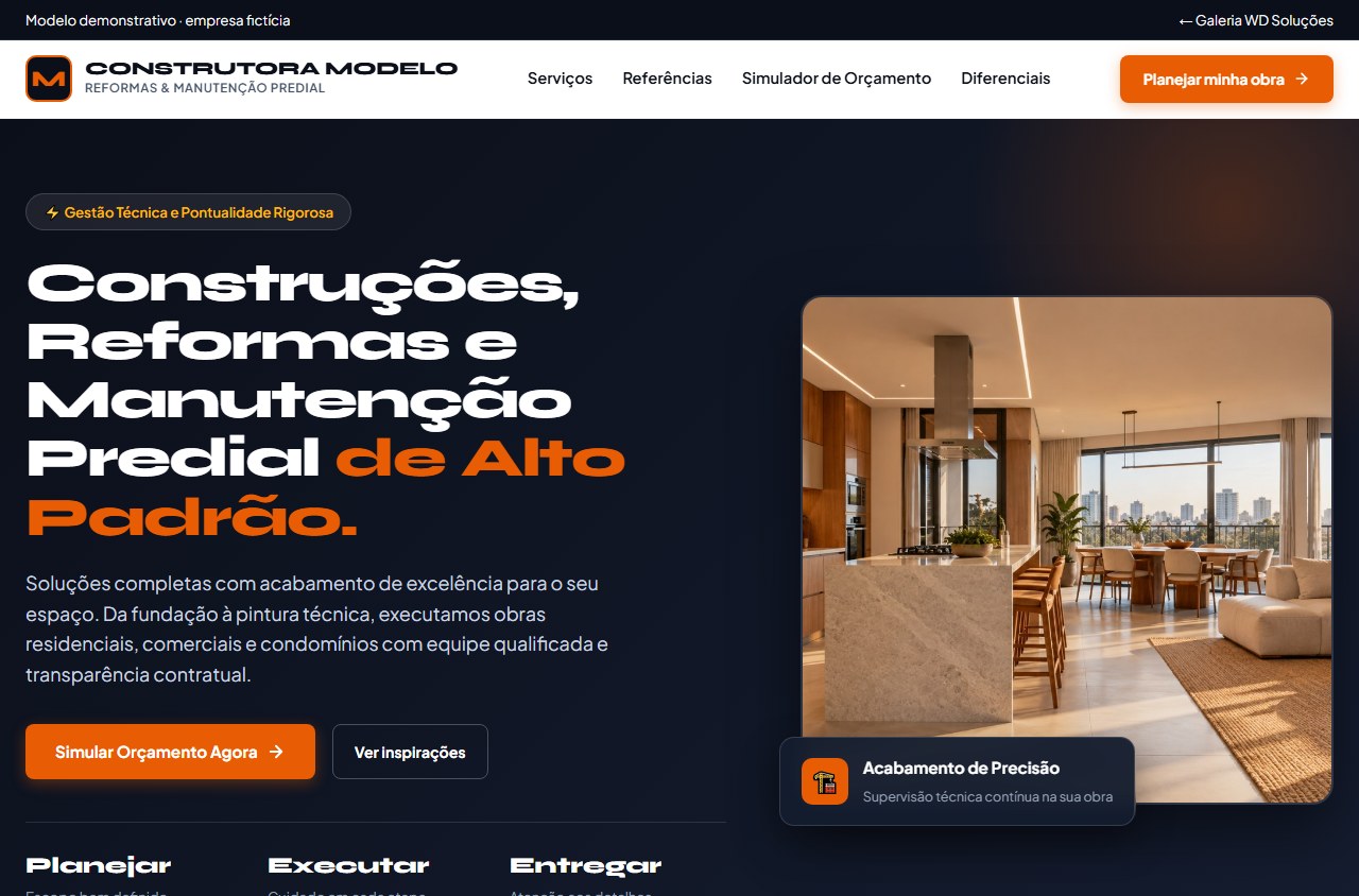 Modelo de site para construção e reformas